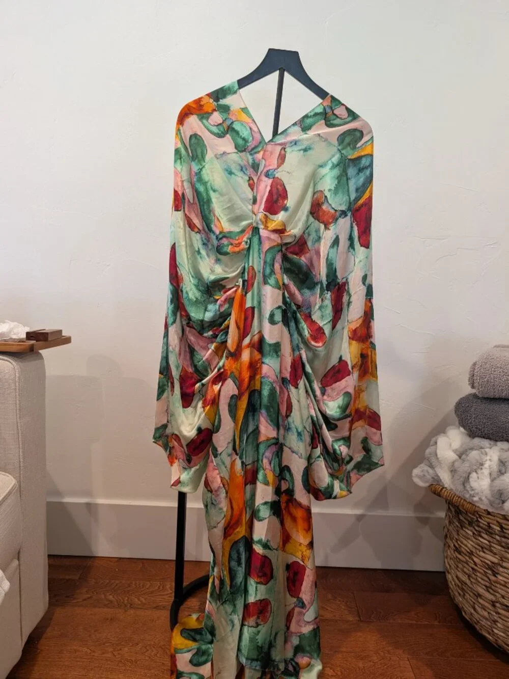 Lena Vie Abstract Draped Maxi Dress • Multicolor • One Size - Picture 3 of 3